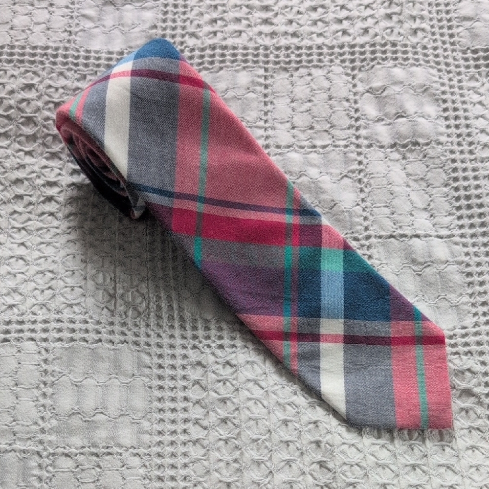 J. Crew Pink and Blue Plaid Tie